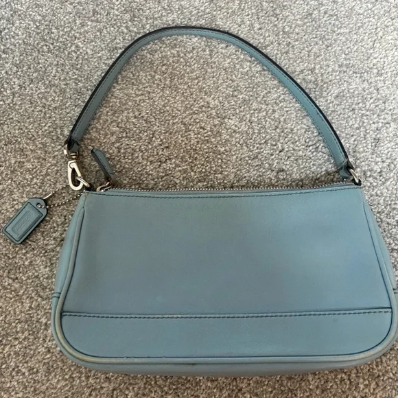 Vintage Coach Demi Hampton Blue Leather Shoulder Bag - Picture 2 of 6